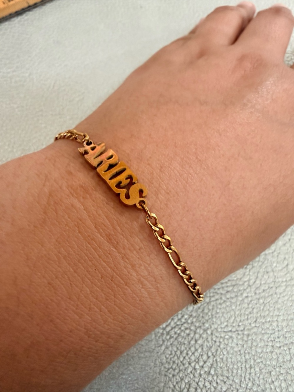 18K Gold Plated ‘Aries’ Nameplate Chain Bracelet - NWT